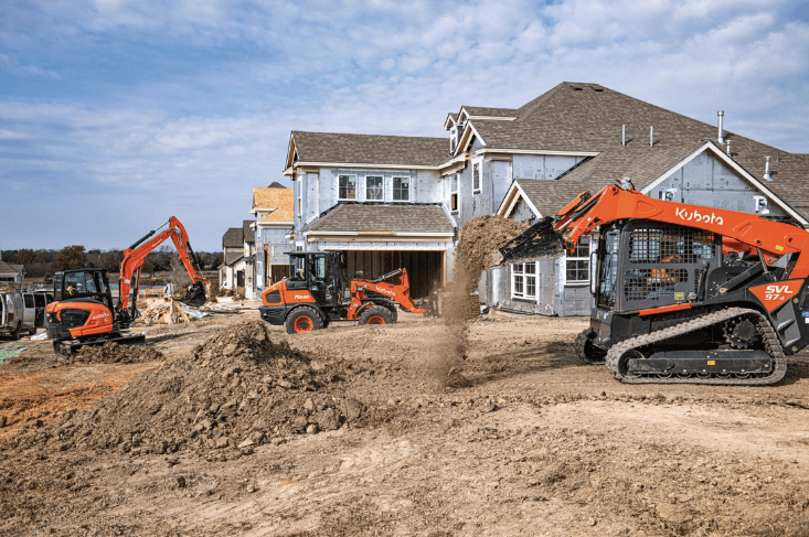 Construction equipment working on a site