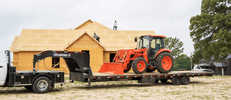 A tractor on a trailer