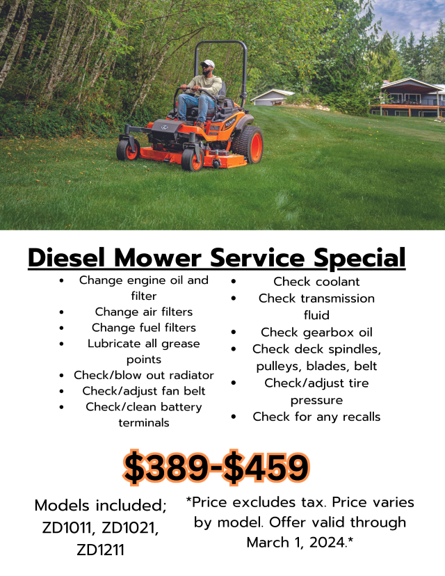 diesel lawn mower service special edit